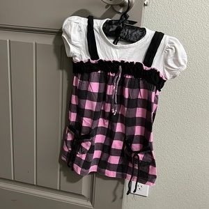 Pink and black checkered top